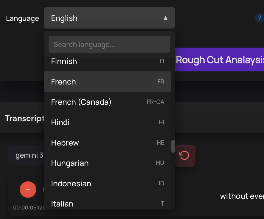 Close-up of the new Jump from Playhead button in the Transcript Window UI, allowing editors to sync transcript text with the timeline playhead