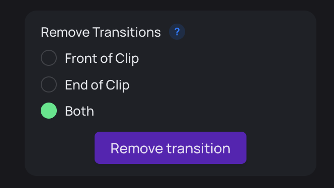 Removing transitions in Transition Assistant
